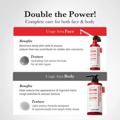 SkinPrep™ Hypochlorous Glow Duo – Gentle Exfoliation that Brightens & Clears Texture (Face + Body)